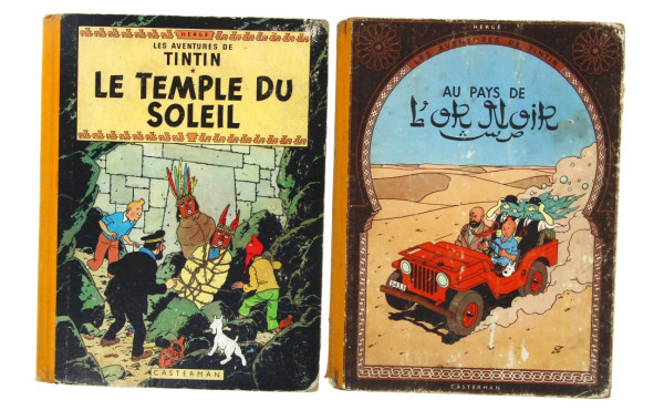 TINTIN - Lot de 2 BD dos jaune des année