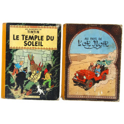 TINTIN - Lot de 2 BD dos jaune des année