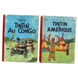 TINTIN - Lot de 2 BD du début des années