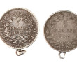 2 écus XIXème montés en pendentif, "1844