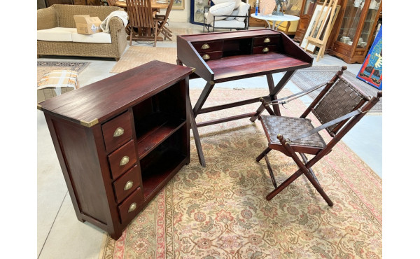 Ensemble de bureau en bois teinté acajou