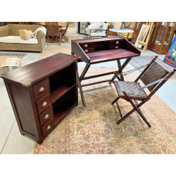 Ensemble de bureau en bois teinté acajou