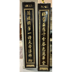 Paire de grands panneaux chinois laqués 