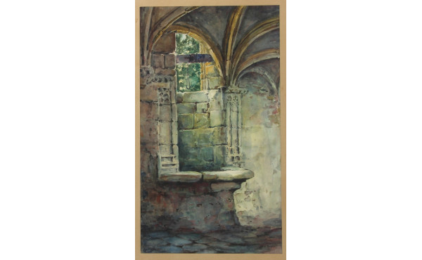 Louis DINET (1888-1961) "Intérieur d'égl