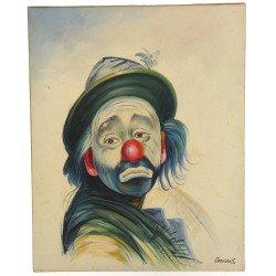 GARROS (Xxe) "Portrait de clown" huile s