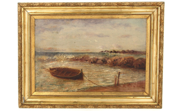 Raphaël GOURDON (1852-1924) "Barque au m