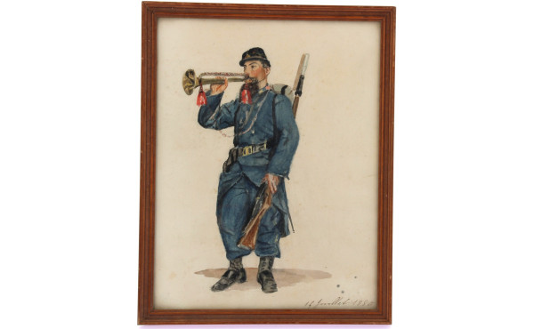 Ecole Française XIXème "Soldat sonnant l