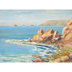 SCHNEIDER (Xxème) "Côte rocheuse", huile