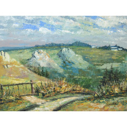 Ecole Xxème "Paysage", huile sur toile, 