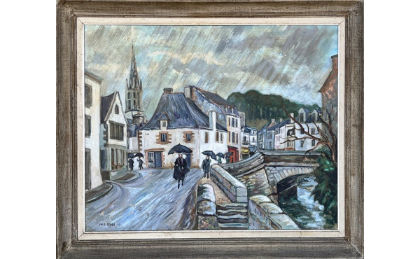 Yves LANGE (1926-2001) "Pont-Aven sous l