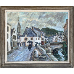 Yves LANGE (1926-2001) "Pont-Aven sous l