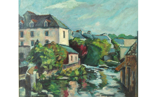Yves LANGE (1926-2001) "Vue de Quimperlé
