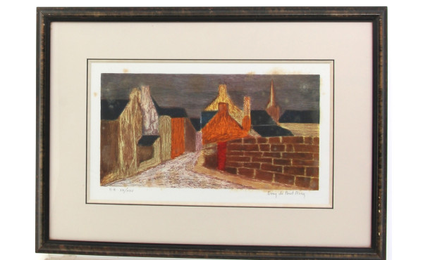 André EVEN (Xxe) "Rue de Pont Aven" lith