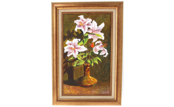Robert LE RHUN (Xxème) "Bouquet de lys",