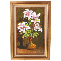 Robert LE RHUN (Xxème) "Bouquet de lys",