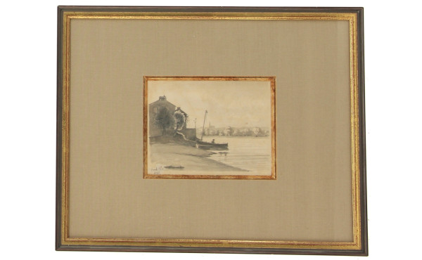 Ecole Française Xxème "Paysage à la barq