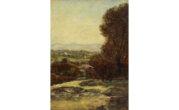 Ecole Française XIXème "Paysage de campa