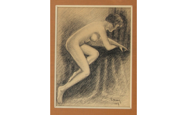 Ecole Française Xxème "Nu agenouillé", d