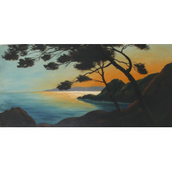 CARBU (Xxème) "Marine au couchant", huil