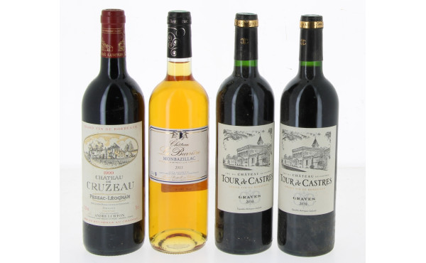 Lot de 4 bouteilles: - 2 B GRAVES rouge