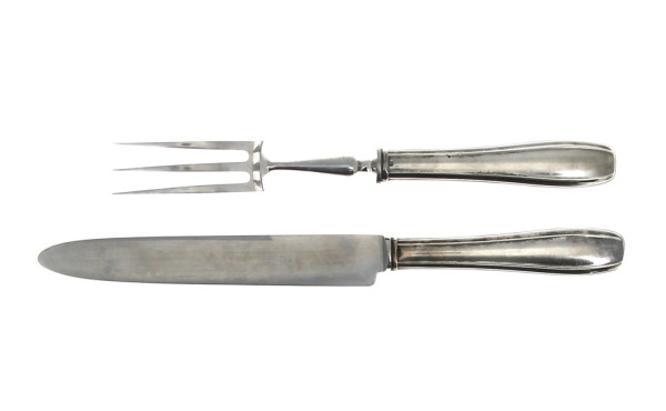 Couvert à découper en métal argenté et u