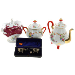 Paire de salerons et paire de cuillères 