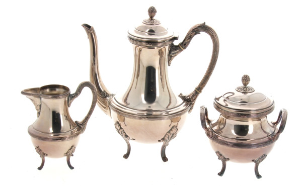 Service à café en métal argenté décor Lo