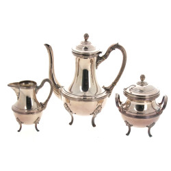 Service à café en métal argenté décor Lo