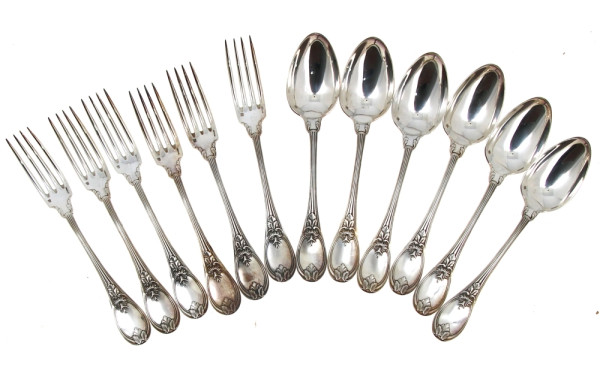 CHRISTOFLE - 6 couverts en métal argenté