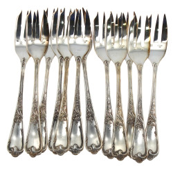 ERCUIS - 12 fourchettes à gâteaux en mét