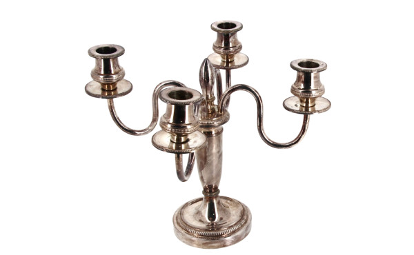 Candélabre en métal argenté à 4 bras de 