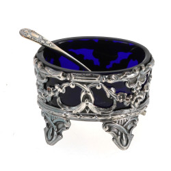 Saleron en métal argenté avec son intéri