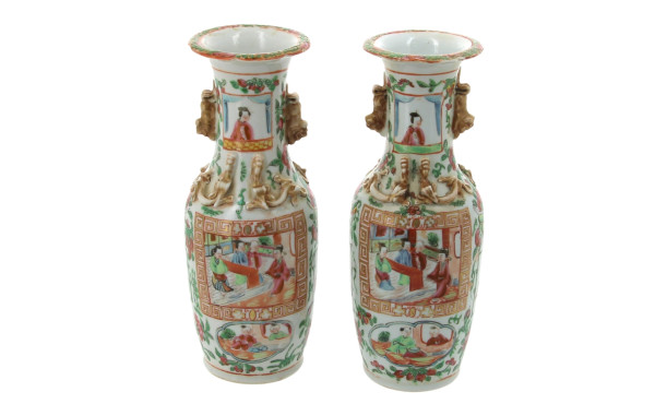 CHINE décor CANTON - Paire de vases en p