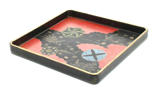 Petit plateau carré en laque asiatique, 