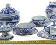 Lot de porcelaines en camaïeu bleu : pot