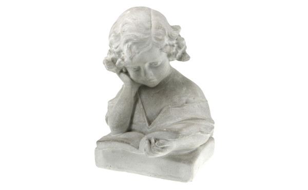 "Fillette à la lecture", plâtre blanc, H