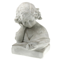 "Fillette à la lecture", plâtre blanc, H