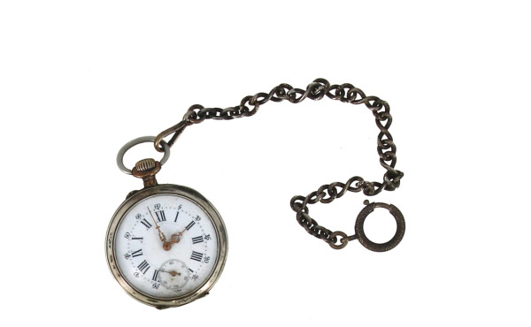 Montre de gousset en argent avec sa chaî