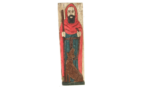 St Hervé, panneau en bois sculpté et pol