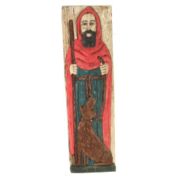 St Hervé, panneau en bois sculpté et pol