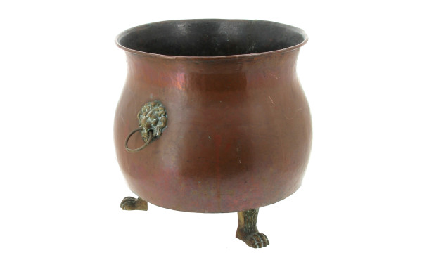 Grand cache-pot en cuivre et laiton, ans
