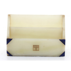 Trieur à courrier en onyx blanc et lapis