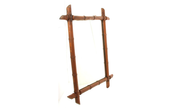 Miroir ancien encadrement bambou, 66 x 5