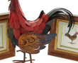 Coq décoratif en métal peint, H 41 x L 3