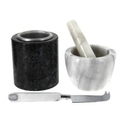 Lot comprenant un mortier (H 7,5 cm) et 