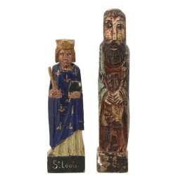 Deux sculptures en bois sculpté dont une