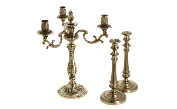 Candémabre à 3 bras de lumière en bronze
