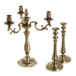 Candémabre à 3 bras de lumière en bronze