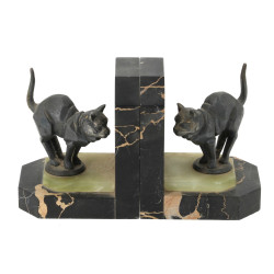Paire de serre-livres en marbre et régul