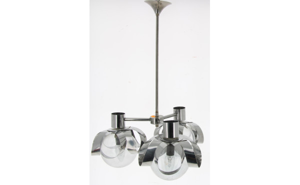 Suspension en métal et 3 globes en verre